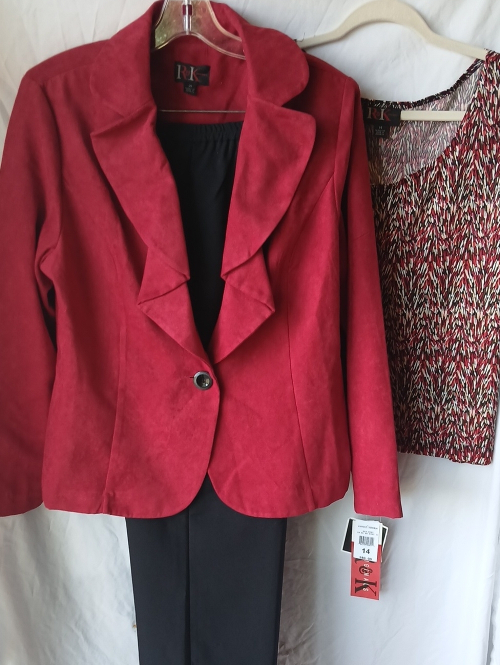 Red Ruffle-Trim Women's Blazer by RK